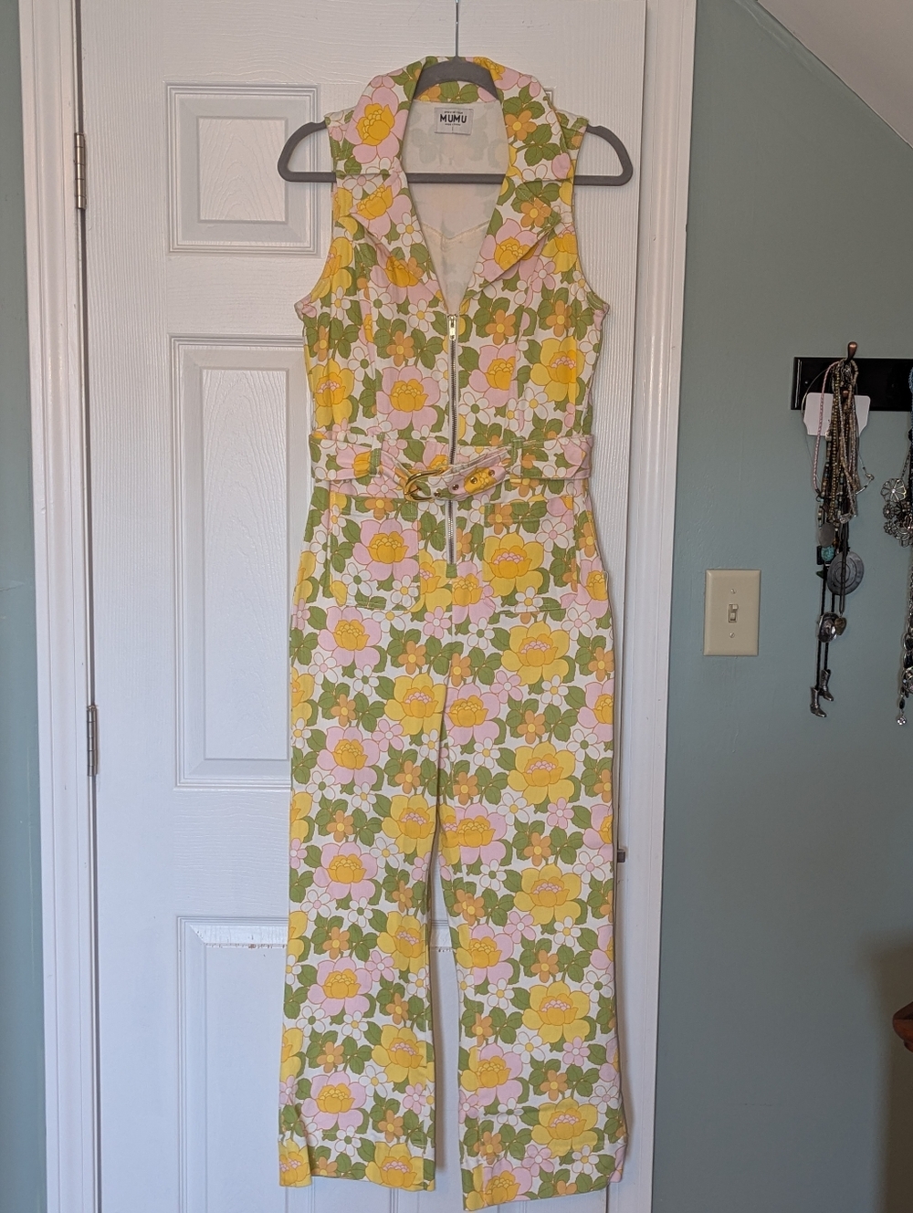 Show Me Your Mumu Floral Sleeveless Jacksonville Jumpsuit in Yellow & Green